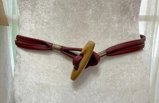 Vintage 70's 80's Maroon Wood Toggle Belt 30" Long .25" Wide