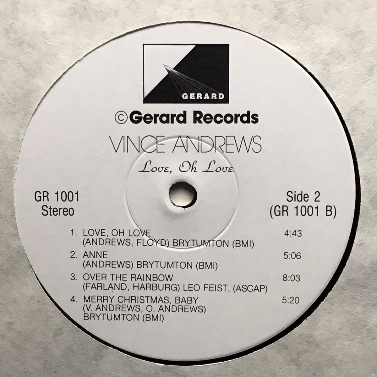 VINCE ANDREWS Love, Oh Love GERARD GR1001 orig BOBBY FLOYD Ohio