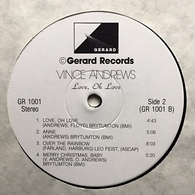 VINCE ANDREWS Love, Oh Love GERARD GR1001 orig BOBBY FLOYD
