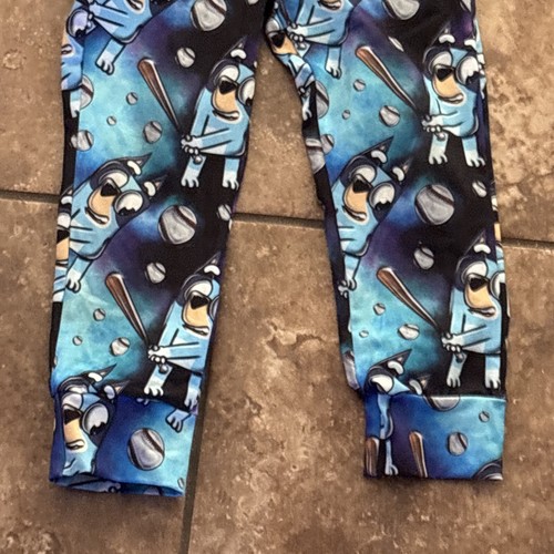 Bluey Disney Kids Small 4-8 Heeler Dog Lounge Leggings Pants EUC Baseball - Picture 3 of 5