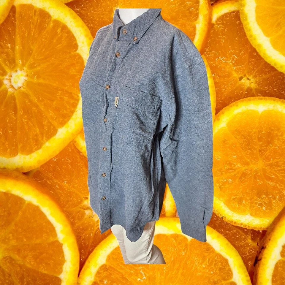 Woolrich Men's Midnight Blue Cotton Heathered Long Sleeve Button-Up Shirt Size M - Image 4 of 4