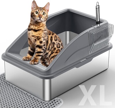 Stainless Steel Cat Litter Box, Extra Large Litter Boxes for Big Cats | eBay