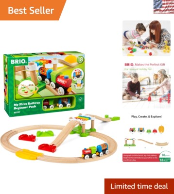 Interactive 18-Piece Train Set with Rattle Wagon & Rainbow Bridge - Ages 18+