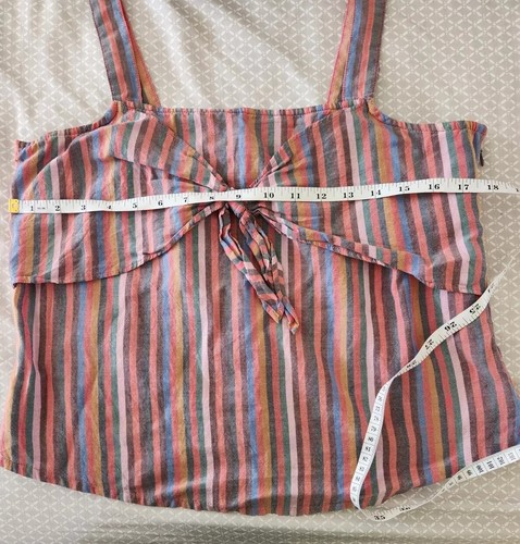Madewell Tie Front Cami Tank Top Rainbow Stripes Size 10 - Picture 9 of 14