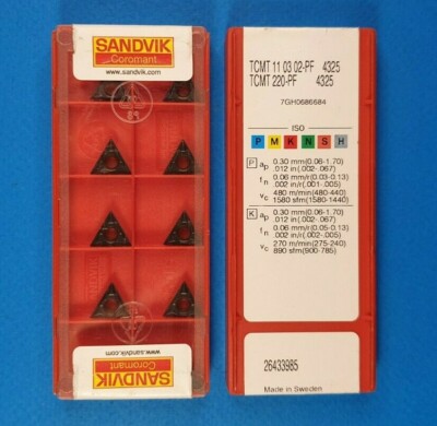 SANDVIK TCMT 110308-PM 4325 TCMT 222-PM 4325 ***10 INSERTS ***