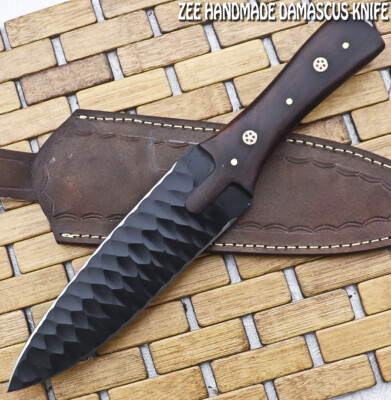 ZEE CUSTOM HANDMADE HUNTING D2 TOOL STEEL BLACK POWDER COATED KNIFE WOOD HANDLE 