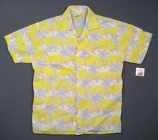 VTG 70s Original Tropicana Large Retro Surf Palm Tree Yellow Hawaiian Shirt