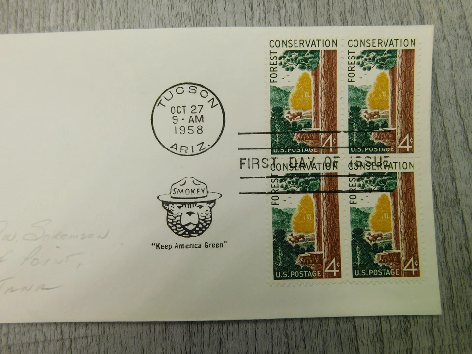 First Day Of Issue Tucson AZ Smokery The Bear 1958 Vintage Stamp Envelope Cover - Image 2 of 4