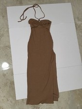 Brown Maxi Tube Halter Dress Ribbed SHEIN XS New - No Tags