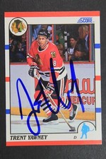 Trent Yawney Blackhawks Autographed 1990 Score #292 Signed NHL Hockey Card