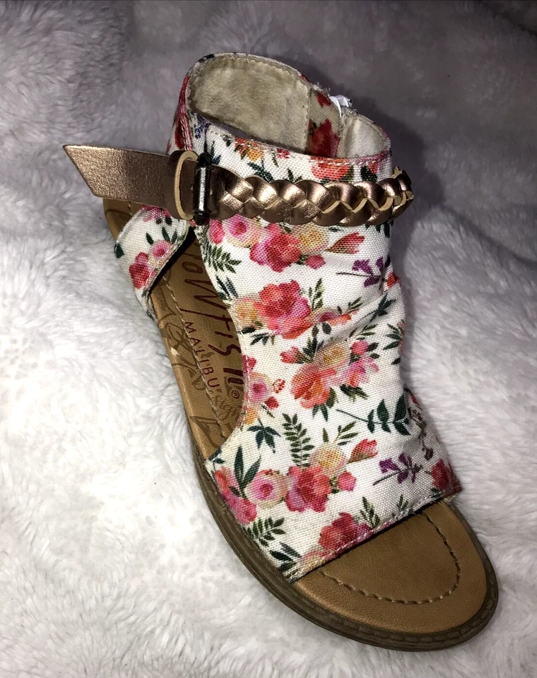Sandalias Blowfish Malibu niñas talla 13 florales boho primavera jardín playa crucero cremallera Foto 2 de 4