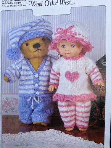 2 Knitting Patterns Doll or Teddy Clothes King Cole 7146 & Wool O' the West 7140 - Picture 2 of 3