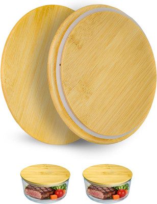2 Pack Bamboo Replacement Lids for Pyrex and Anchor Hocking 4-Cup Glass Bowls wi