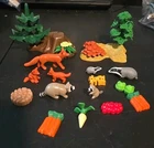 Vtg  Playmobil Lot FOREST ANIMALS Foxes Badgers Raccoons Plants Food Trees Etc