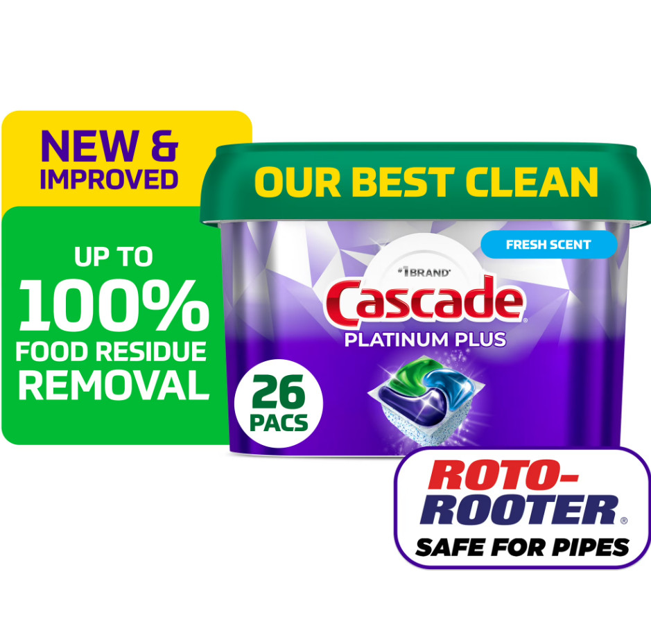 Cascade Platinum Plus Dishwasher Pods 26ct – Fresh Scent, Detergent Soap Tabs