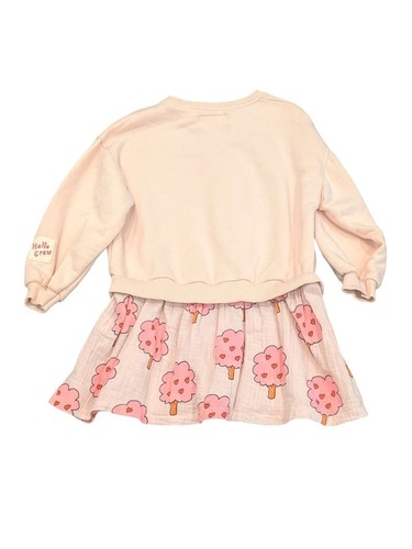 Zara Girls 4 Contrasting Apple Heart Tree Plush Sweatshirt Pink Dress 5643/564 - Picture 12 of 15
