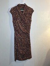 LAUREN Ralph Lauren Stretch Faux Wrap Ruched Dress Fall Floral Size 10