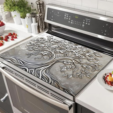 Stove Top Cover for Electric Tree of Life Stove Decorative Floral Embossed Dish