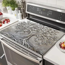 Stove Top Cover for Electric Tree of Life Stove Decorative Floral Embossed Dish