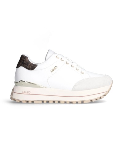 Liu Jo Sneaker Donna Pelle Bianca Modello Nettie 01: Scarpe Con Stringhe E Plateau Primavera Estate - 2