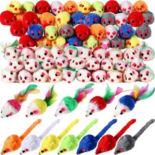 120 Pcs Fur Mice Cat Toys Bulk for Indoor Cats Catnip Toys with Rattle Sound ...
