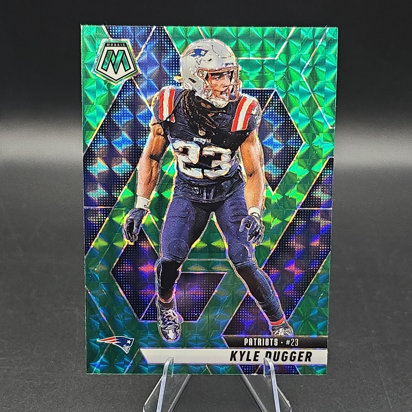 2025 Panini Mosaic - Kyle Dugger #49 Green Mosaic Prizm Patriots
