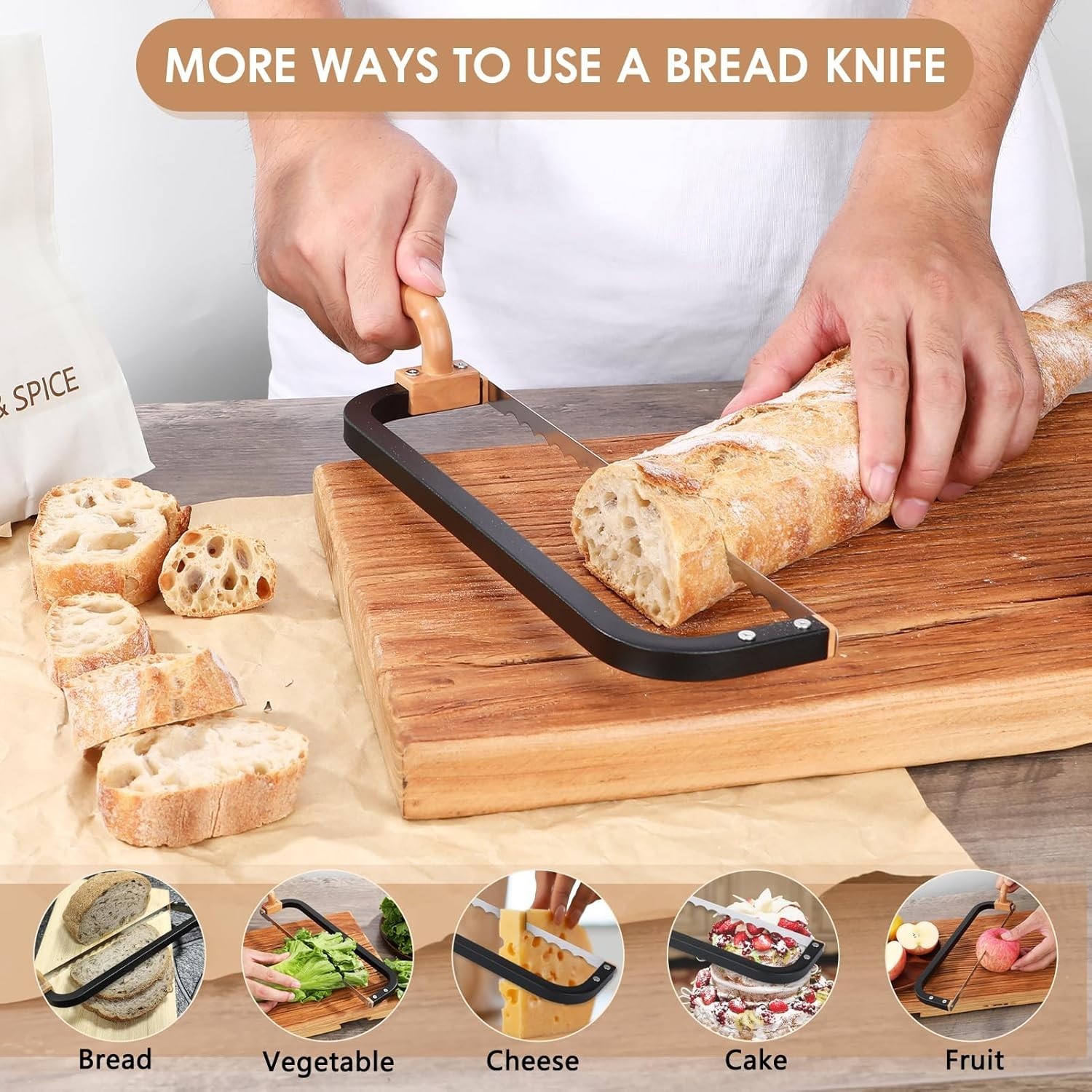 16" High-Carbon Stainless Steel Bread Knife with Ergonomic Handle for All Bakers