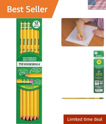 #ad 12 Count Pre Sharpened HB Pencils in Golden Yellow Quality Writing Tools $5.99