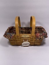 Longaberger 1999 Woven Memories Basket Homestead Charm Handles Floral Liner