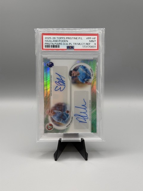 2026 Topps Pristine Erling Haaland Phil Foden Pairs Dual Auto /10 PSA 9 POP 1!