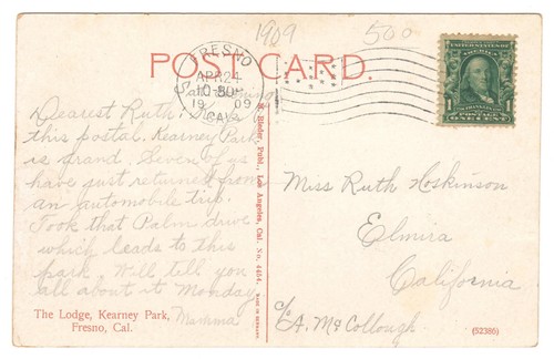 Fresno CA Vintage Chromo Kearney Park Lodge Postkarte um 1900 M Rieder - Bild 2 von 2