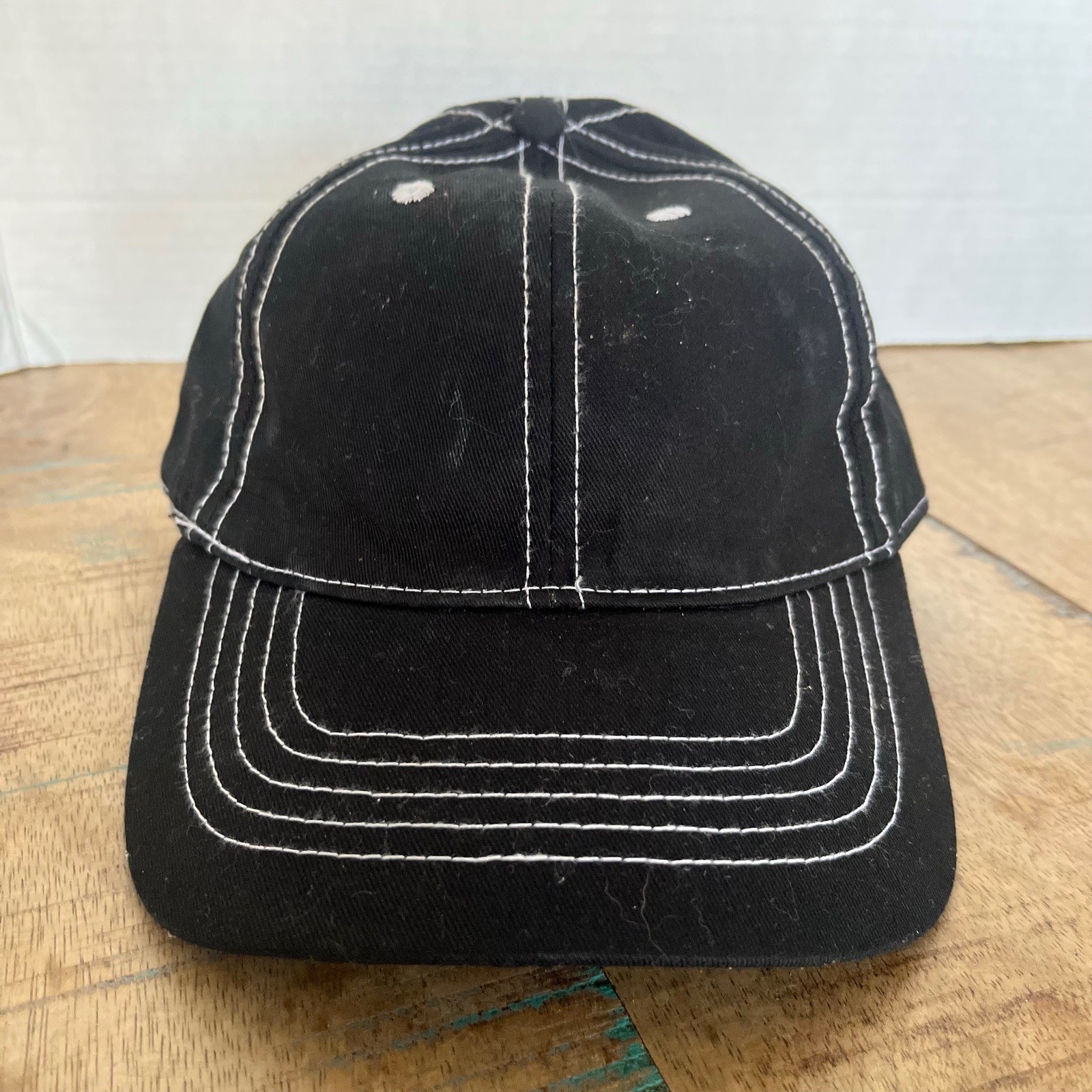 Solid Black Hat White Stiching Adjustable Adult S… - image 4