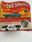 Vintage Hot Wheels Redline POLICE CRUISER White Black w/Button ORIGINAL BLISTER!