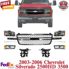 Front Chrome Grille Headlight Kit For 2003-2006 Chevrolet Silverado 2500hd 3500 Front Chrome Grille Headlight Kit For 2003-2006 Chevrolet Silverado 2500hd 3500