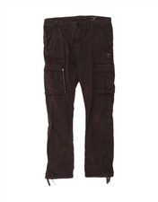 Superdry Herren Straight Cargo Hose W32 L29 Schwarz Baumwolle CA03