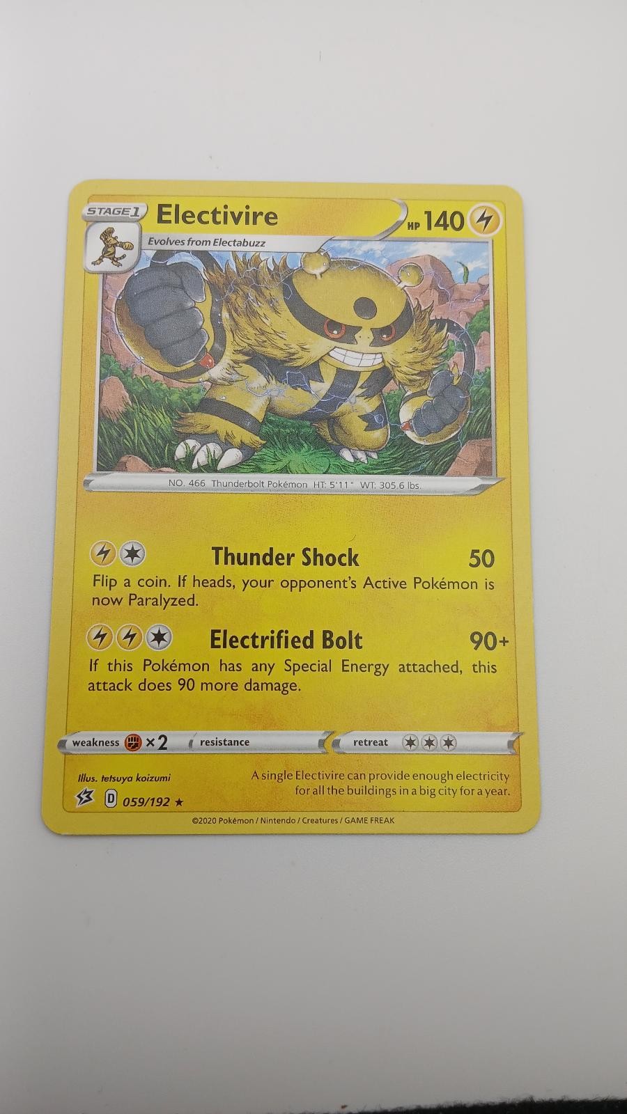Electivire 059/192 Rare Rebel Clash Pokemon Lightly Played
