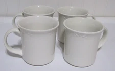 Pfaltzgraff   Filigree  White  Mugs Coffee Cups Set of 4