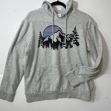 Sonoma Womens Hoodie Mountain Range Grey Pullover Size L