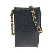 Chanel Caviar Chain Shoulder Bag Pochette Women Black One Size