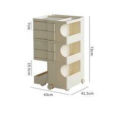 ¸Rolling Nightstand 3 Layer Rotating Drawer Impact Resistant Plastic Wheel JY