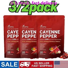 3/2PACK Cayenne Pepper Softgels Supplement - 240 Capsules NEW FREE SHIP