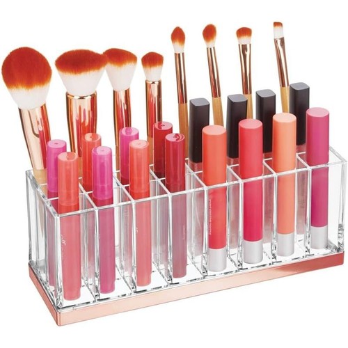 mDesign Aufbewahrungsbox Nagellack Lippenstift 24 Fächer Roségold/transparent - Bild 4 von 8