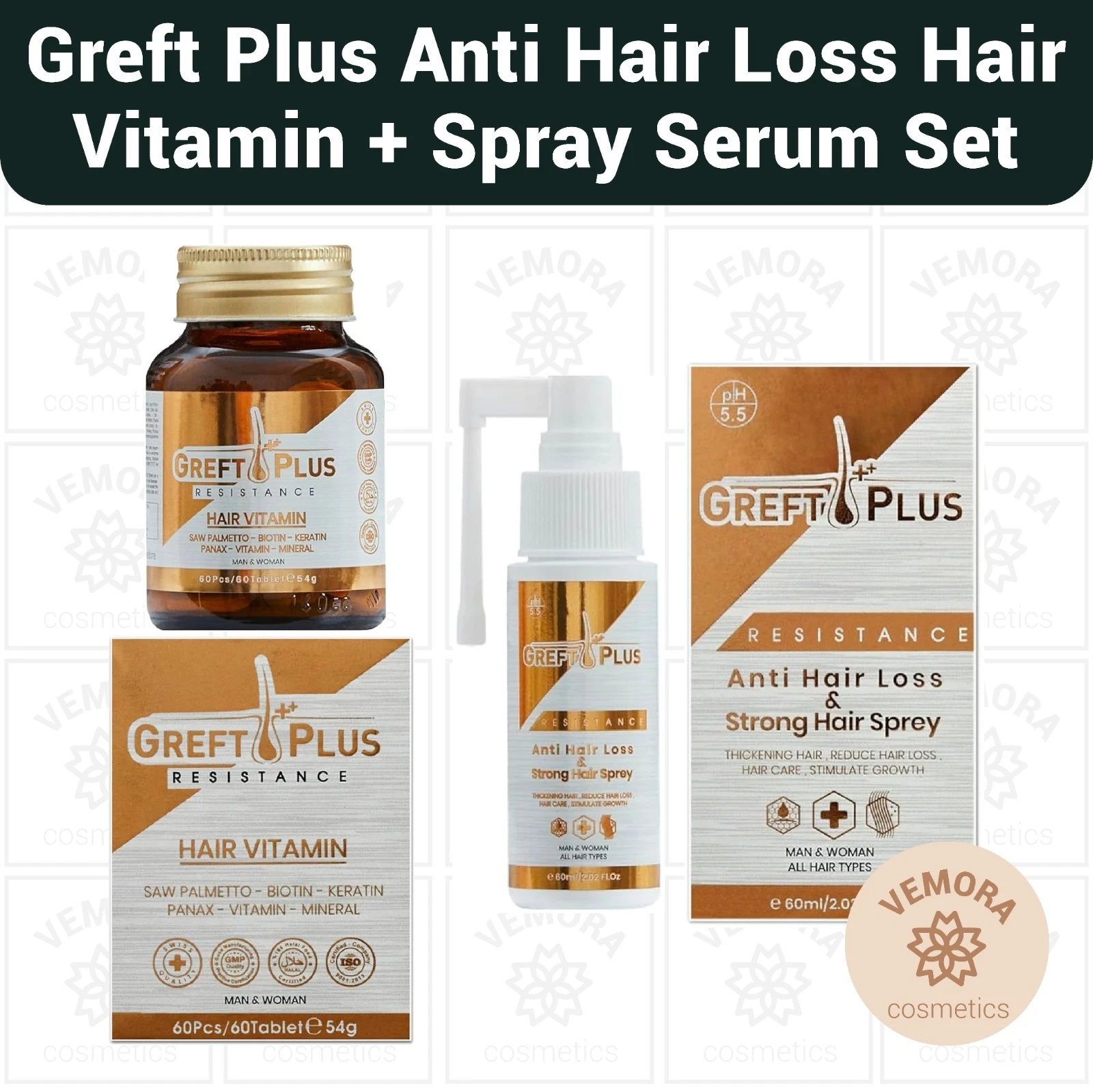 Greft Plus Anti Hair Loss Spray + Hair Vitamin Set