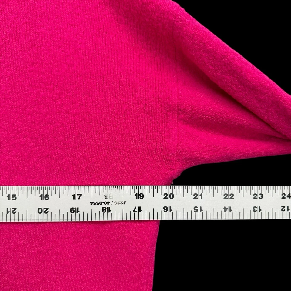 Suéter feminino halogênio rosa quente gola alta tamanho P punhos com nervuras malha macia pulôver - Imagem 3 de 4