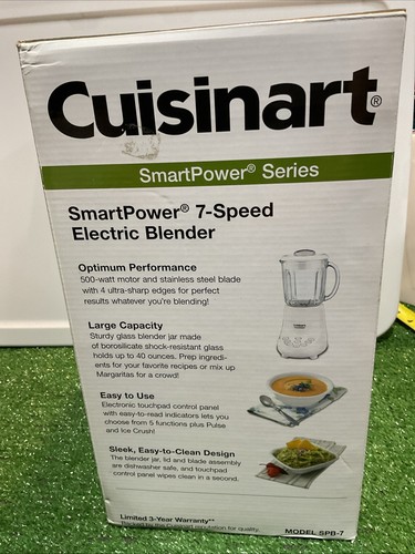 New Cuisinart SPB-7 White Electric Blender 500W 40Oz Glass Jar 7-Speed Rare NIB - Picture 4 of 13