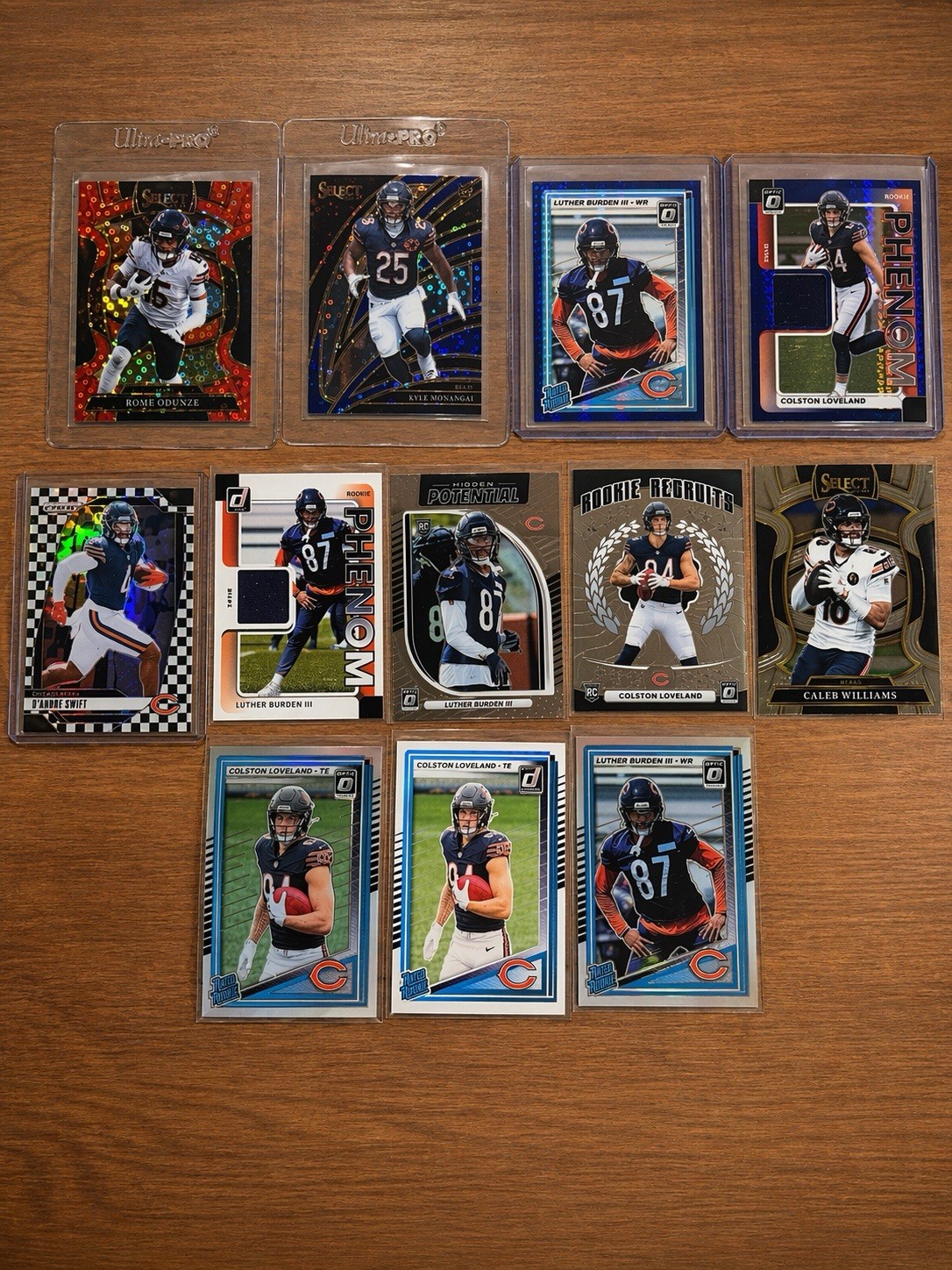 2025 Panini Football Bears Lot Kyle Monangai to 25 Rome Odunze /49