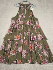 NWT Torrid Size 2 18/20 Green Floral Tiered Halter Chiffon Maxi Dress Plus Size