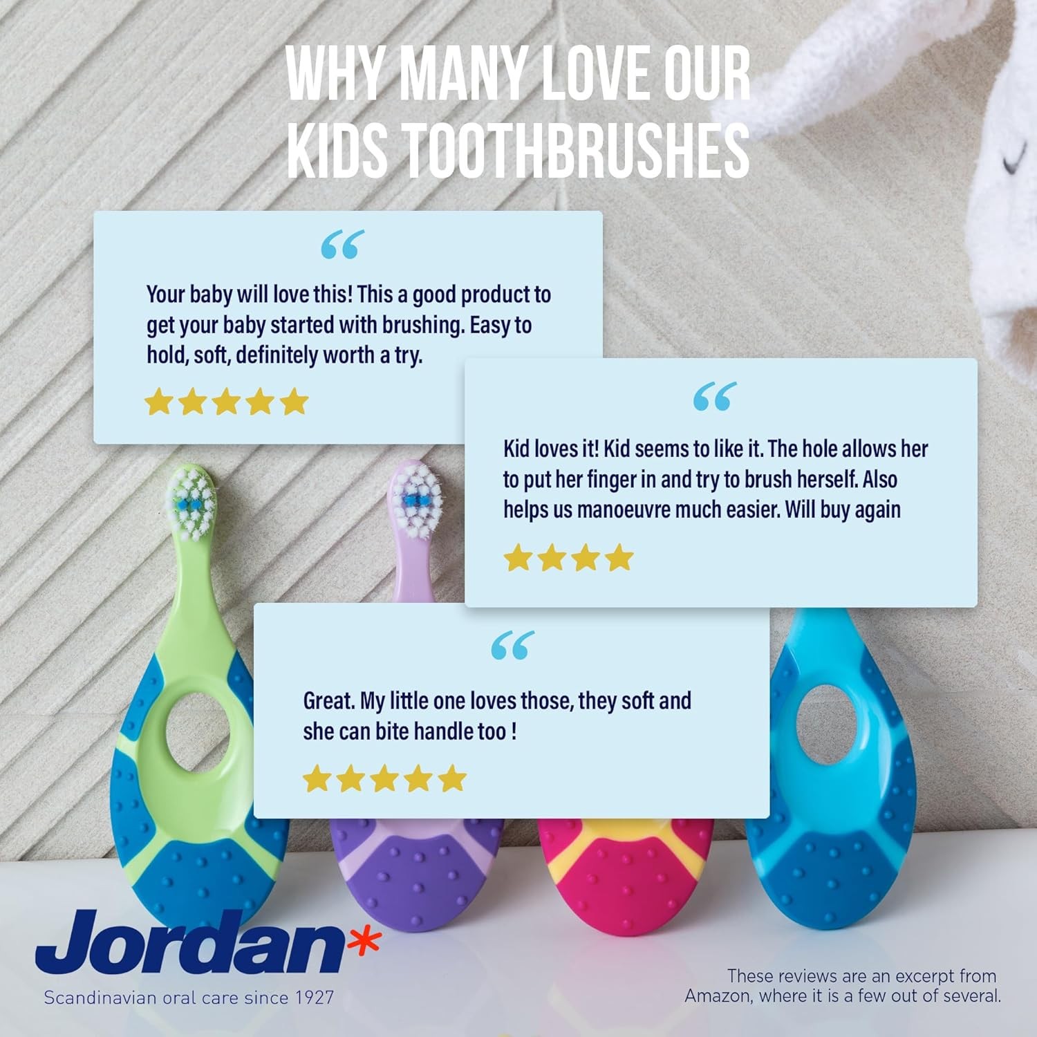Jordan* &reg; | Step 1 Baby Toothbrush | 0-2 Years, Soft Bristl
