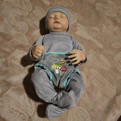 Realistic & Life-like Baby Doll Boy Newborn Baby Doll Grey Outfit
