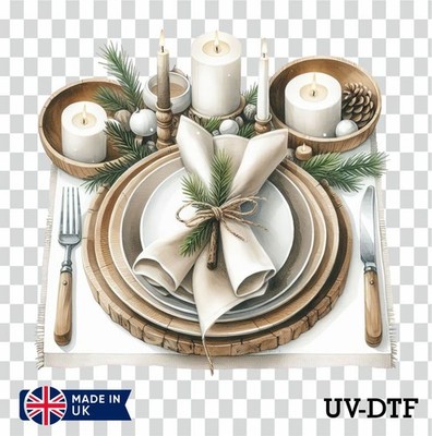 Weihnachten Tisch UV DTF Aufkleber - Glas Laptop Becher Tasse cw567